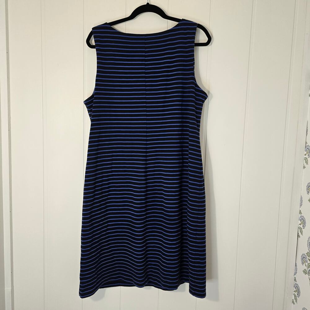 Talbots Blue Stripe Jersey Knit Shift Dress Sleeveless Stretch boatneck Size XL - Picture 7 of 8
